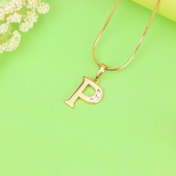 "Rose Gold Letter P Pendant with Crystals – 18K Gold Plated Charm, XPPT1365 - Picture 9 of 13